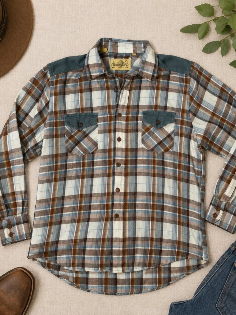 Vintage Gentry West Plaid Pearl Snap Western Shirt Cowboy Rodeo Shirt Size M